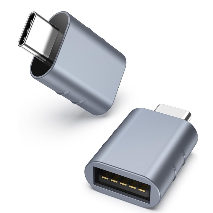 2 db USB-C – USB 3.0 OTG adapter készlet okostelefonokhoz, táblagépekhez, laptopokhoz, akár 10 Gbps, enkourakoko®, szürke