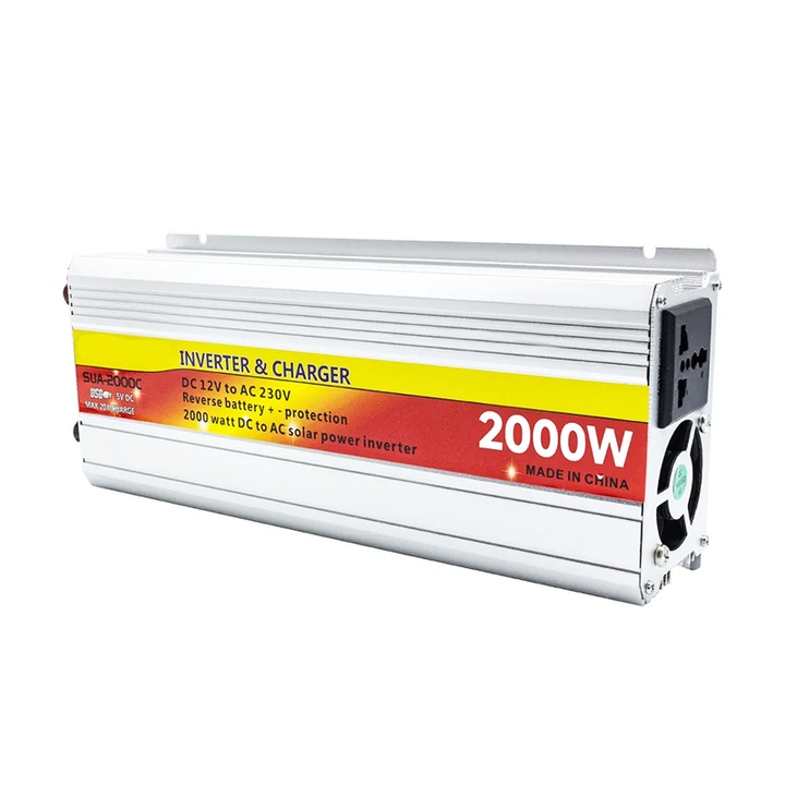 Invertor cu incarcator baterii auto, SUA2000C, 2000W, USB