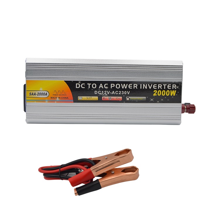 Invertor auto DC/AC SAA2000A, 2000W, DC12V, AC230V