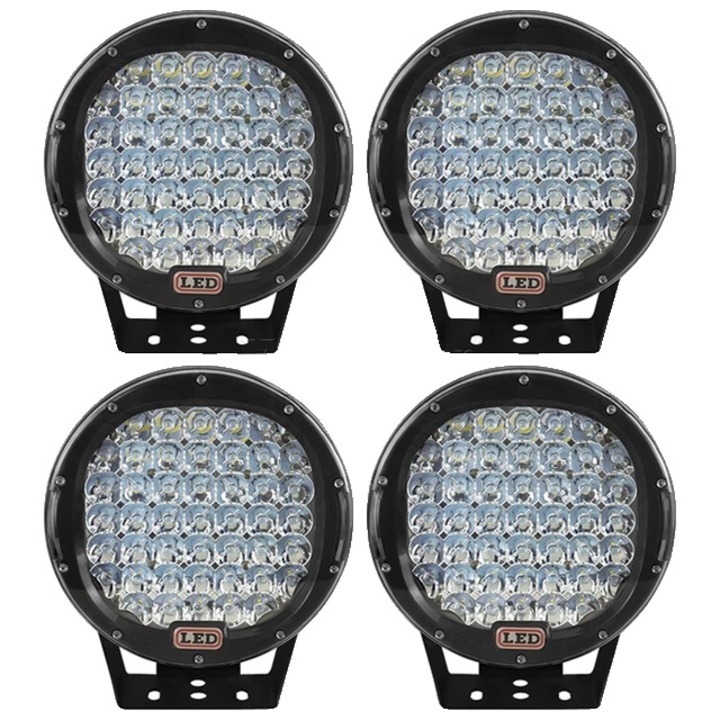 Set 4 Proiectoare LED de lucru, 9 inch, 225W, spot, 6000K alb, negru