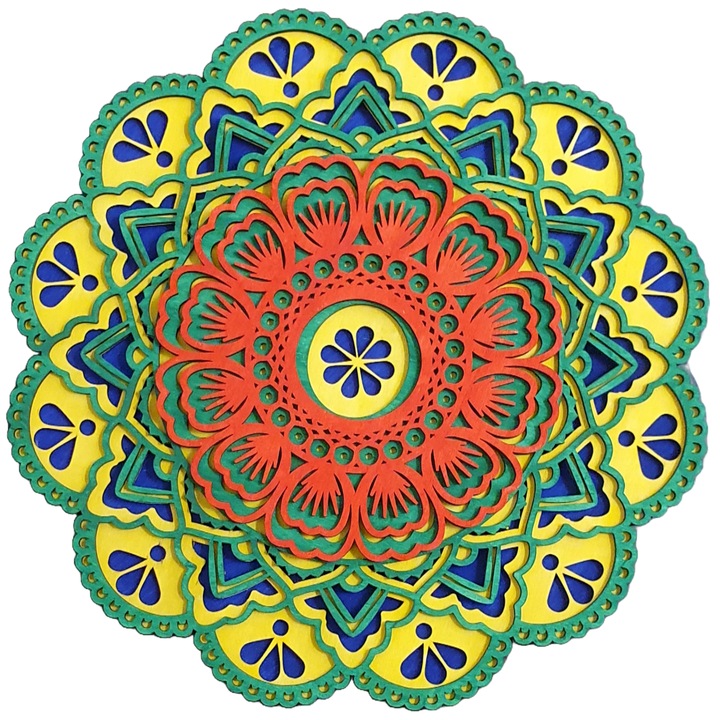 Tablou Mandala multistrat, pictat manual, 30 cm