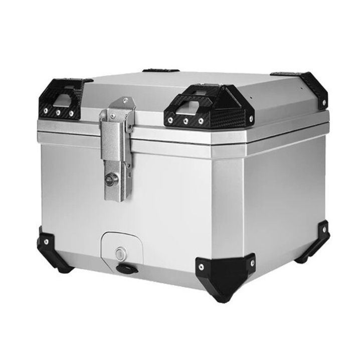 Cutie pentru casca moto, ABS, 45 L, Impermeabil, 45 x 57 cm, Argintiu