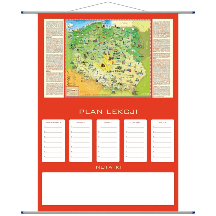 Plan lectii geografic, ArtGlob, mapa Polska Mlodego Odkrywcy, laminat, 594x841mm