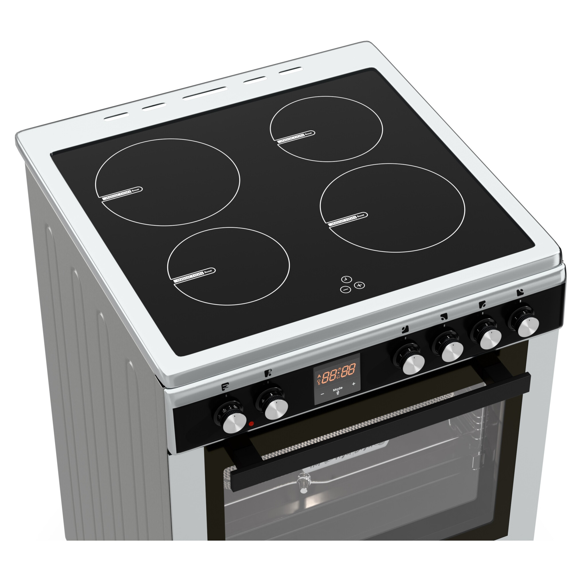 Aragaz Hyundai HCIN23-7260I/X, electric, inductie, 60 cm, 69L, Airfry, Rotisor, Butoane push-hide, Inox/Negru