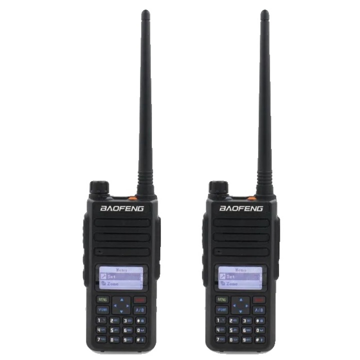 DMR digitális rádióállomás, kétsávos, 136-174MHz és 400-470MHz, 2200mAh, fekete, 136x62x36mm