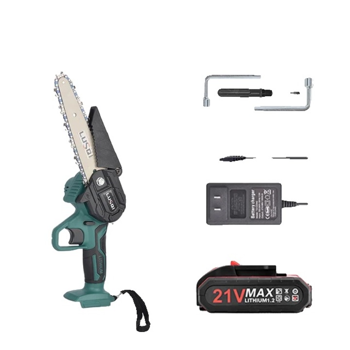 Set Foarfeci si Fierastrau Electric pentru Gradinarit, 550W, 21V, 6000mAh, Verde Armata, 290mm