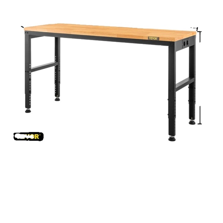 Banc de lucru, capacitate 900KG, blat din lemn de stejar, 135x45cm, fara roti, albastru inchis