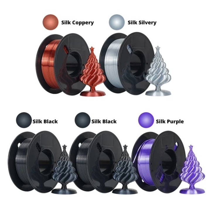 Set 5 Role Filament PLA Matase, Multicolor, 1.75mm, 200g/spool