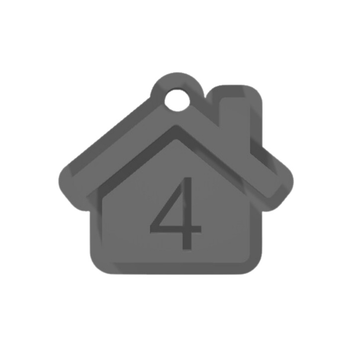 Számkulcstartó, "4", panziók, szállodák, 41 X 47 mm ezüst