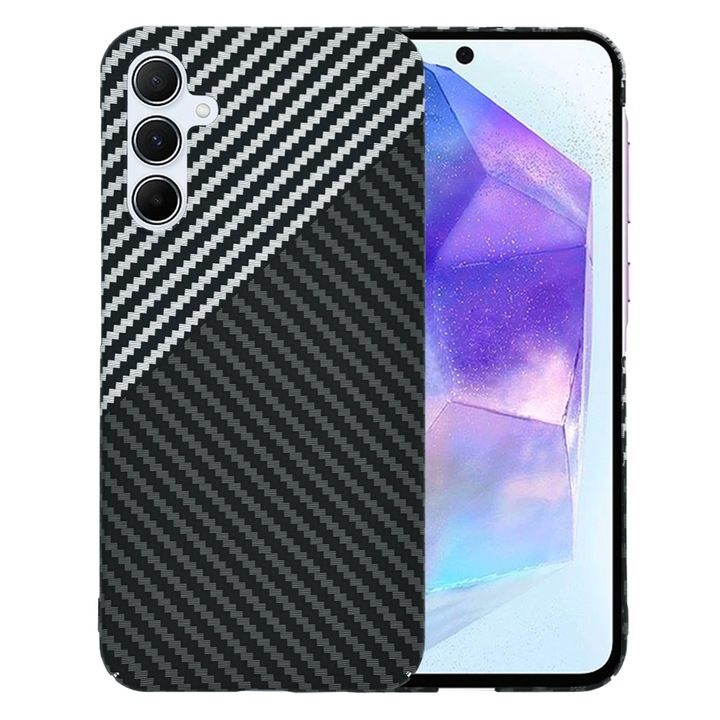 Husa pentru Samsung Galaxy A55 CarbonFiber UltraSlim Lightweight negru / gri