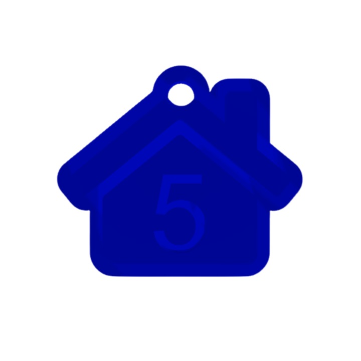 Számkulcstartó, "5", panziók, szállodák, 41 X 47 mm kék
