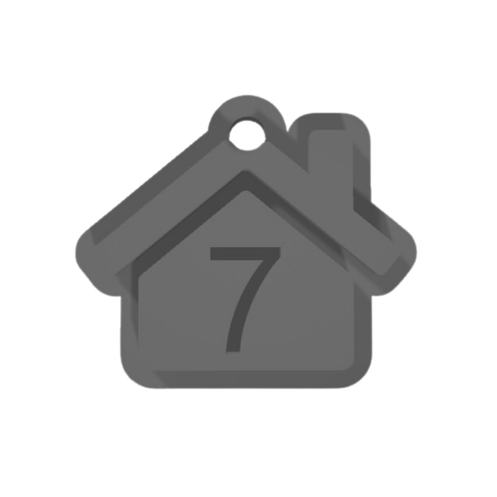 Számkulcstartó, "7", panziók, szállodák, 41 X 47 mm ezüst