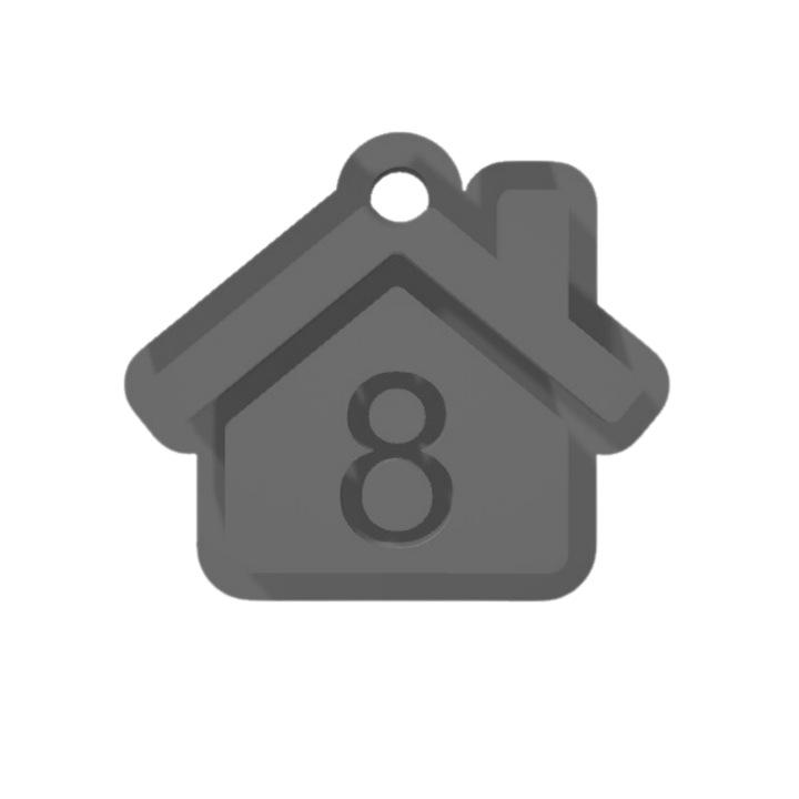 Breloc cifra, "8", pensiuni, hoteluri, 41 X 47 mm argintiu