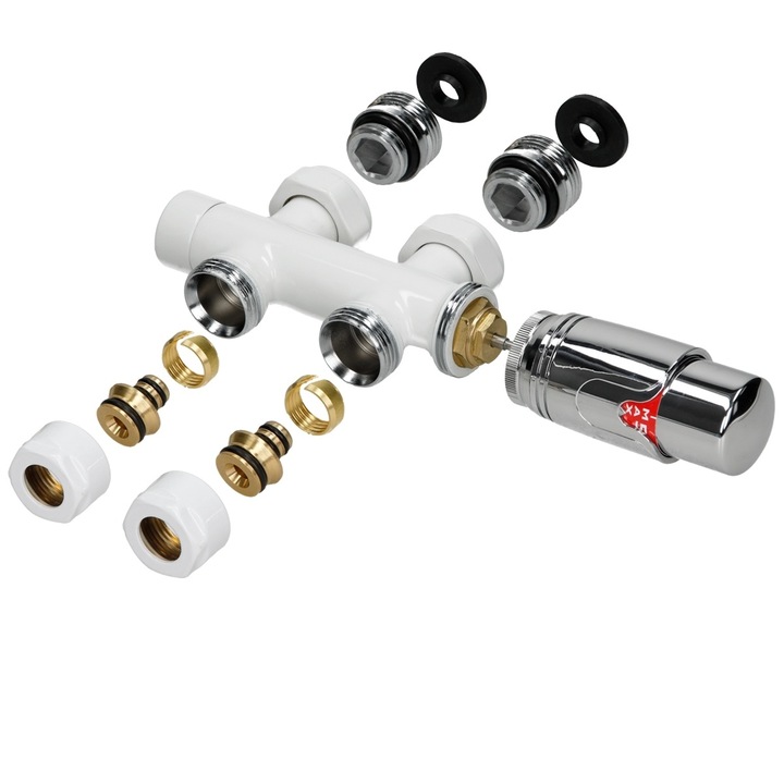 Set termostat LuxeBath, alb, metal, protectie la inghet