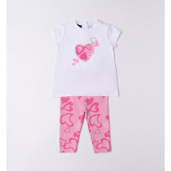 Blúz és háromnegyedes harisnya szett lányoknak, Sarabanda, 0.6604, fehér/rózsaszín