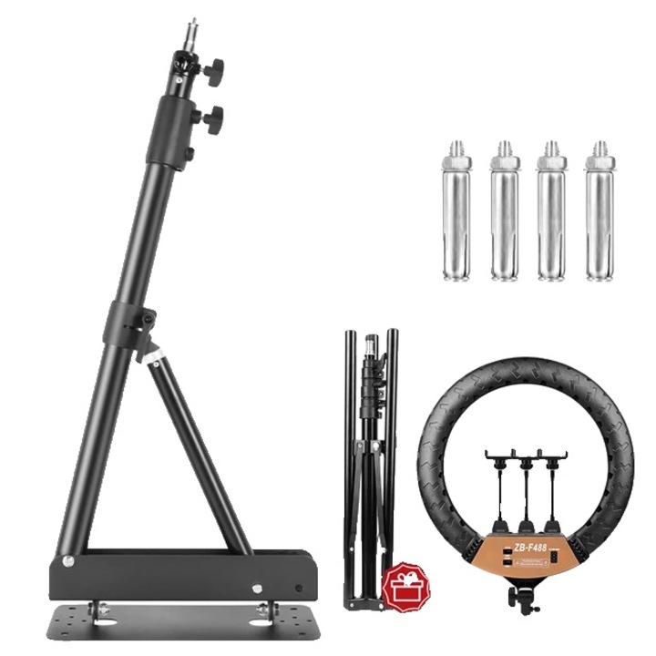 Kit Ring Light 22 inch, suport ajustabil, control de la distanta, 137cm