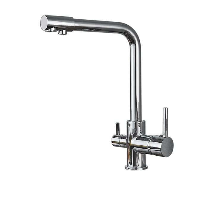 Konyhai csaptelep, modern dizájn, hideg-meleg víz funkció, sárgarézből, munkalapra szerelhető