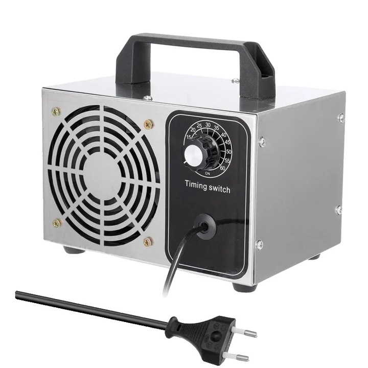 Generator de ozon, 24g/h, 100W, eliminare formaldehida 99.99%, negru, dimensiuni 200x180x140mm