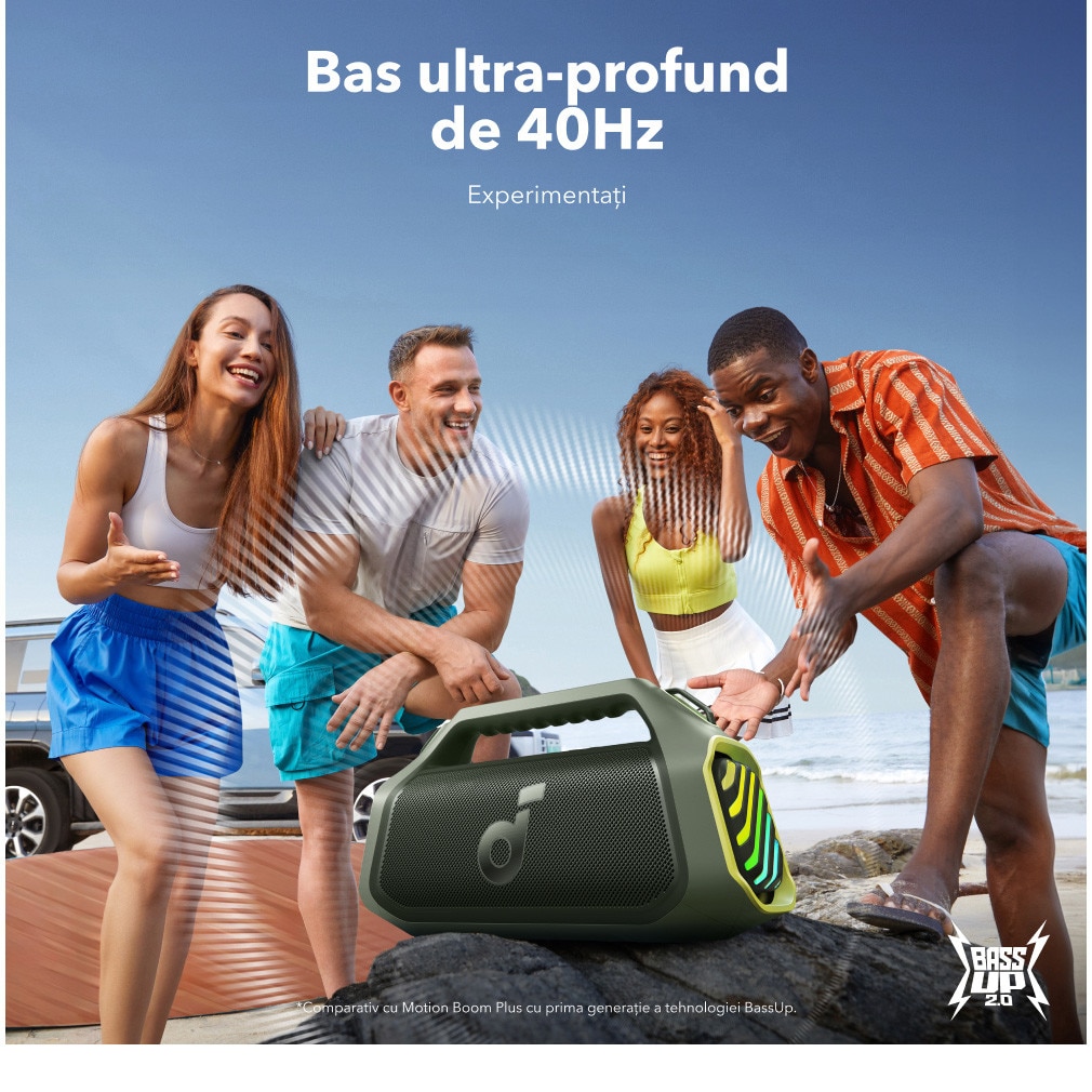 Boxa portabila Anker Soundcore Boom 2 Plus, 140W, BassUp 2.0, IPX7