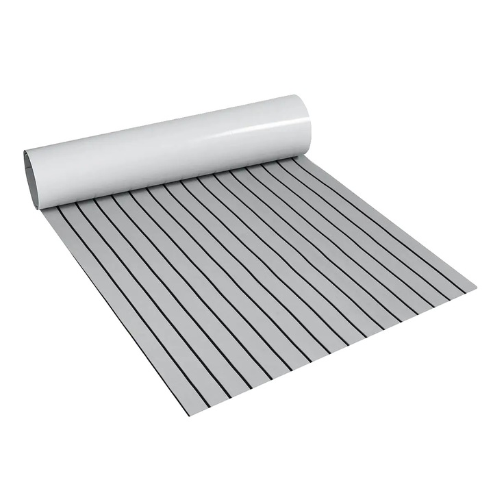 Килим за яхта/фургон, самозалепващ се, тиково дърво, EVA, сив, 240x90 см