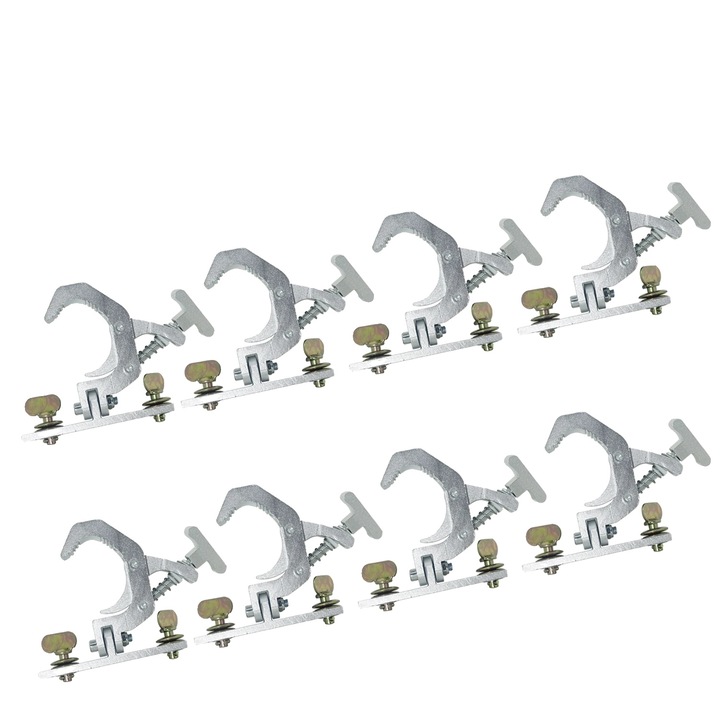 Suporturi pentru iluminat de scena, 150kg, se potrivesc tuburilor de 42-61mm, set de 4 perechi, argintiu