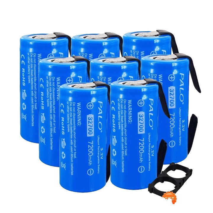 Set 8 Baterii Reincarcabile LiFePO4, 7200mAh, 3.2V, 32x70mm