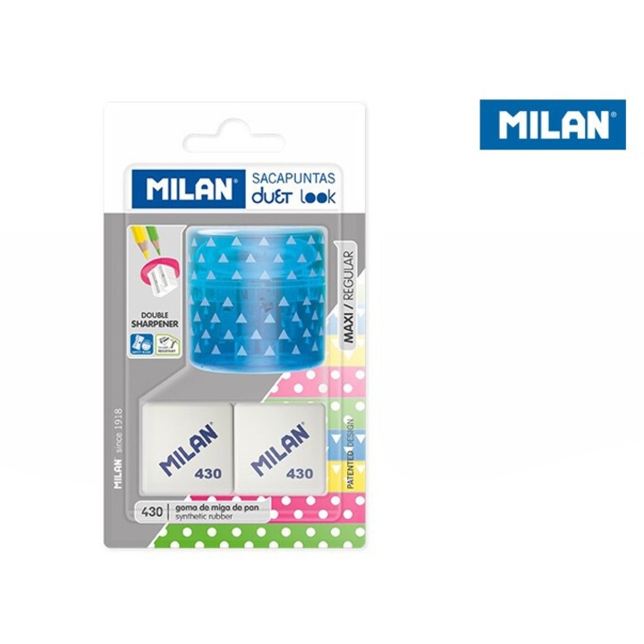 Ascutitoare cu radiera MILAN DUET, albastru, 82x45x140mm