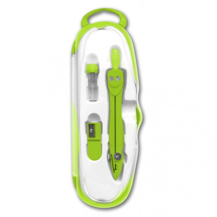 Compas scolar Penmate PC-101, metalic, 2 mm grafit, verde, 70x21x180mm