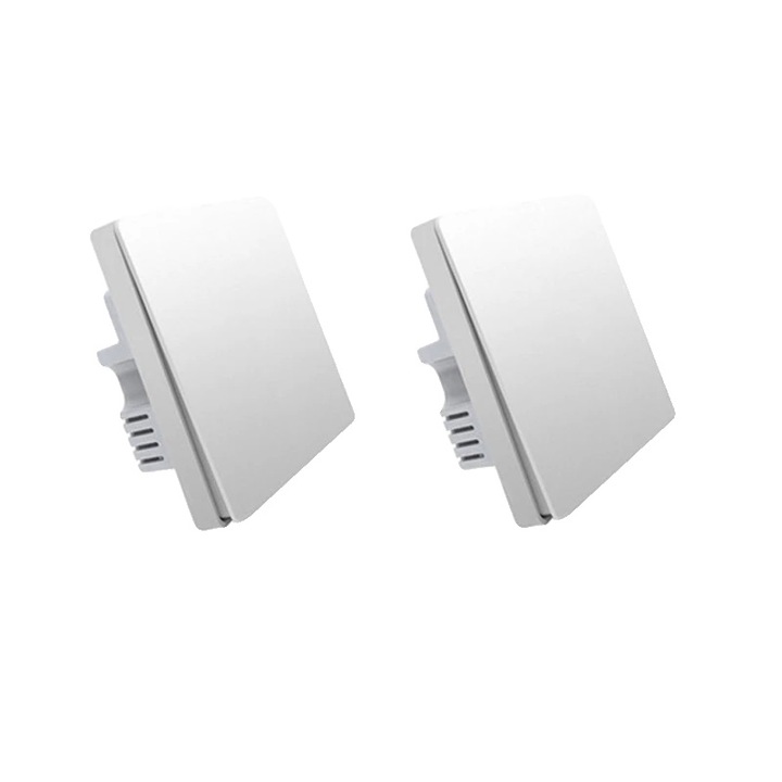 Комплект от 2 смарт превключвателя, Aqara, 10A, 250V, Zigbee съвместим, 86 x 86 x 15,12 mm, бял