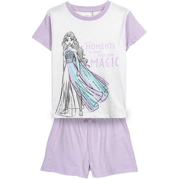 Pijama de vara, maneca scurta, bumbac, Frozen Disney 25743, Mov