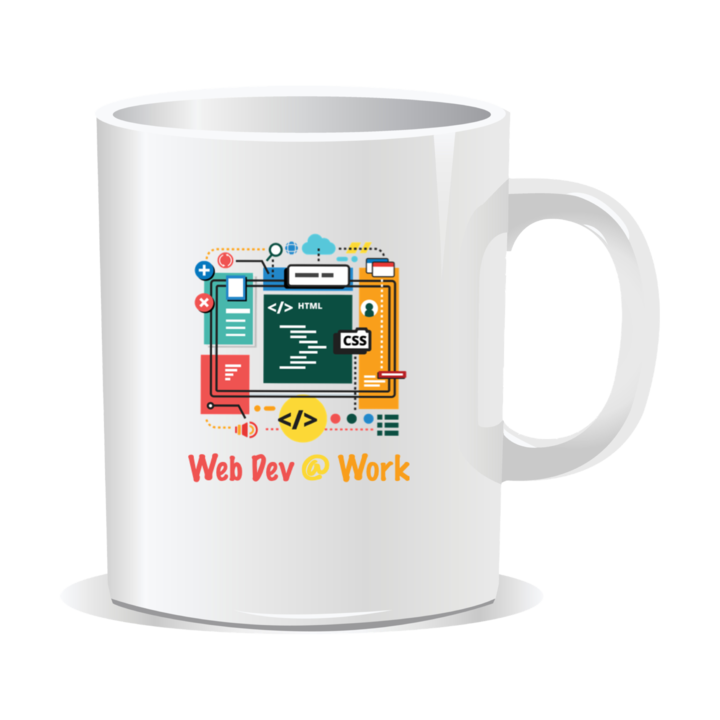 Cana personalizata cu mesaje pentru programatori, Web Dev @ Work, 330ml, interior alb