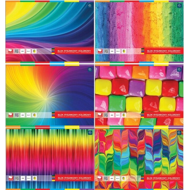 Set 10 blocuri desen, Interdruk, A4, 20 file, multicolor, 302x216mm