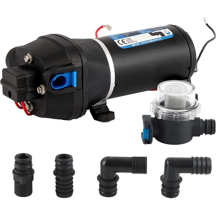 Автоматична водна помпа, Mxmoonant, 17L/min, 132W, 3m, 28m, 12V, Черна