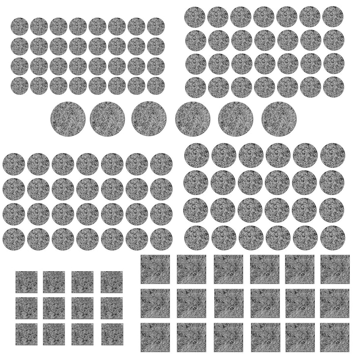 Set 140 Protectii Pardoseala Si Mobilier, Zggzerg, Autoadezive, Anti-Alunecare, Rezistent la uzura, Silentios, Reducerea zgomotului, Din fetru, 7 dimensiuni, Pentru mese, scaune, canapele, pat si Dulap, Gri