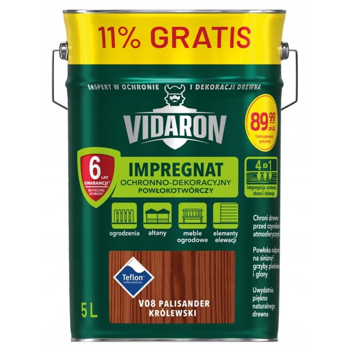 Impregnat decorativ-protector pentru lemn, Vidaron, maro, finisaj mat, 5L