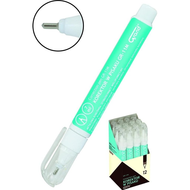 Set de corectoare Grand, varf metalic precis, 7ml, multicolor, 6.3x13.2x5.5cm