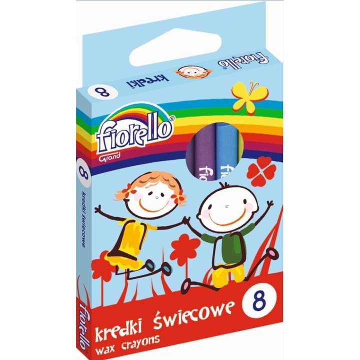 Set creioane cerate Fiorello, 8 culori, srednica 8mm, blister