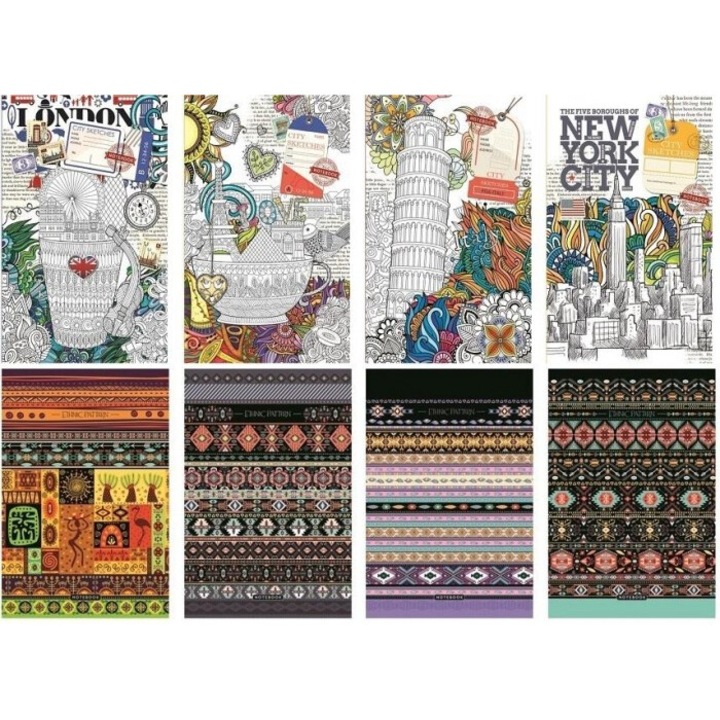 Füzet A4 Fresh, 80 oldal, kockás, kemény borító, vegyes minták, 21x29.7cm