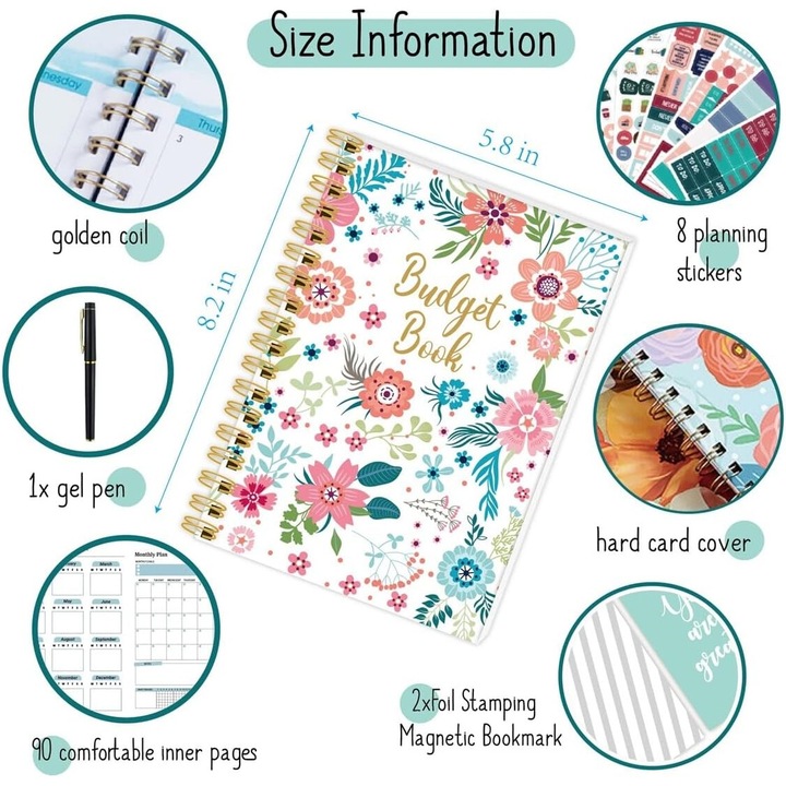 Agenda A5, planner zilnic si saptamanal, eticheta autocolant, 210 x 150 mm, Multicolor
