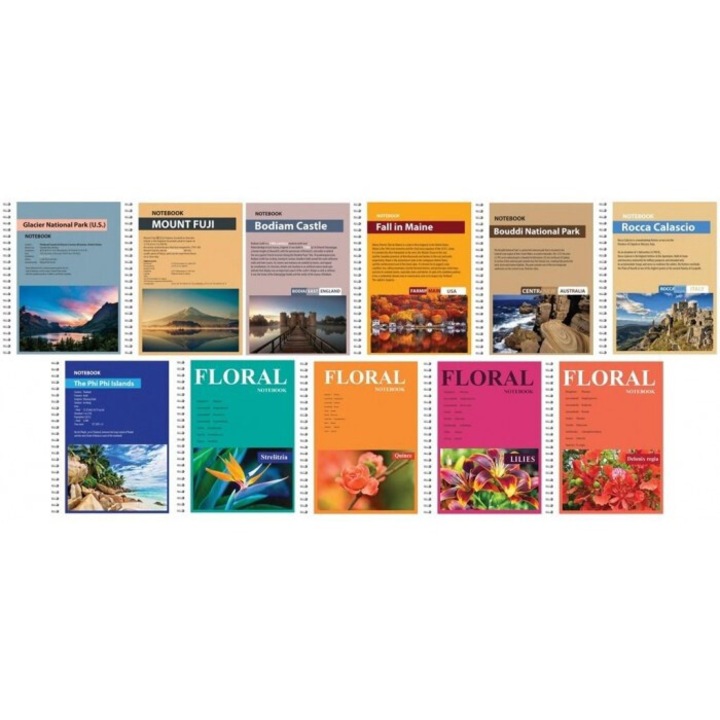 11 darabos B6 Fresh füzetkészlet, 96 kockás lap, vegyes minták, 12.5x17.6cm