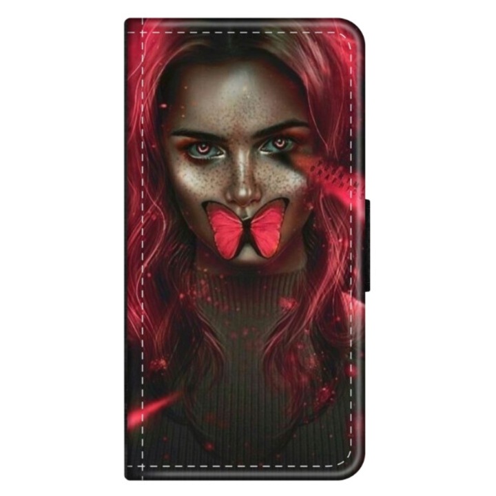 Husa personalizata tip carte HQ Print pentru Xiaomi Redmi Note 12 Pro Plus 4G, model Butterfly Mouth #2, multicolor, S1D1M0352