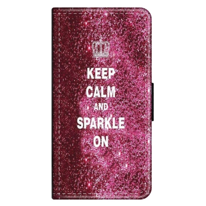 Husa personalizata tip carte HQ Print pentru Xiaomi Redmi Note 12 Pro Plus 4G, model Keep Calm and Sparkle On, multicolor, S1D1M0252