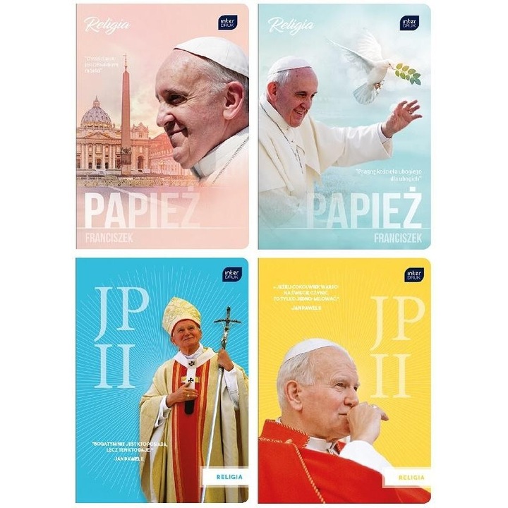 Set caiete A5, Interdruk, 32 file, grila, UV, colturi rotunjite, mix modele religioase, 212x155mm, 10 buc