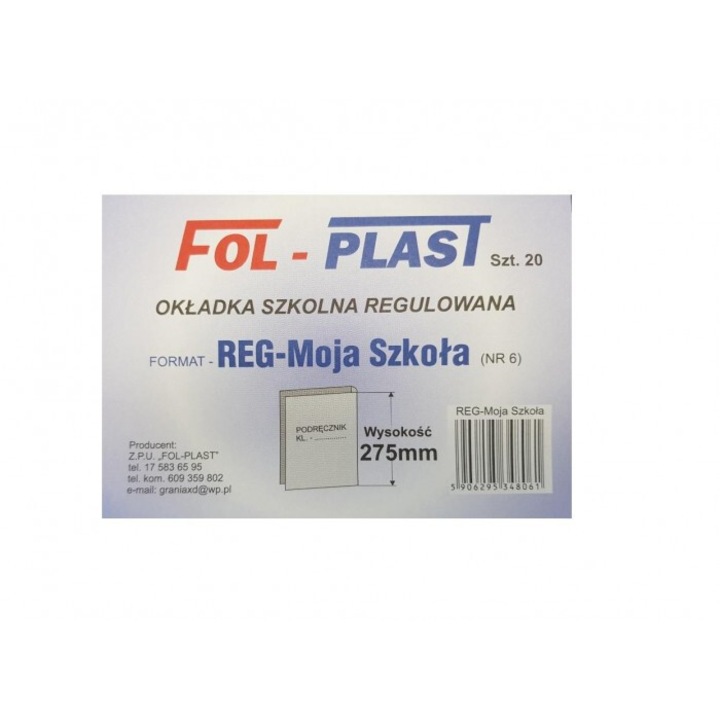 Set de 20 bucati Coperti ajustabile pentru caiete, Fol-Plast, transparent, 275mm