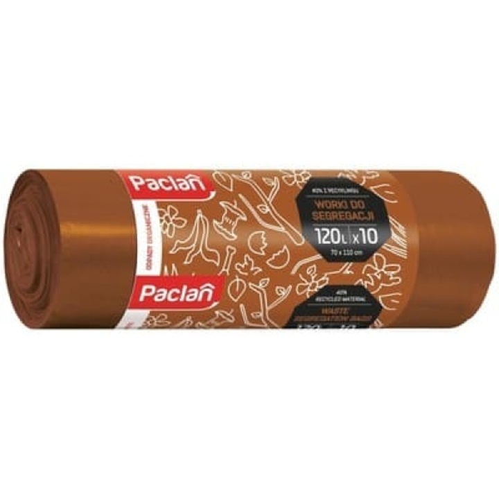 Saci menajeri Paclan, pentru deseuri organice, 120L, maro, set 10 bucati, 70x110cm