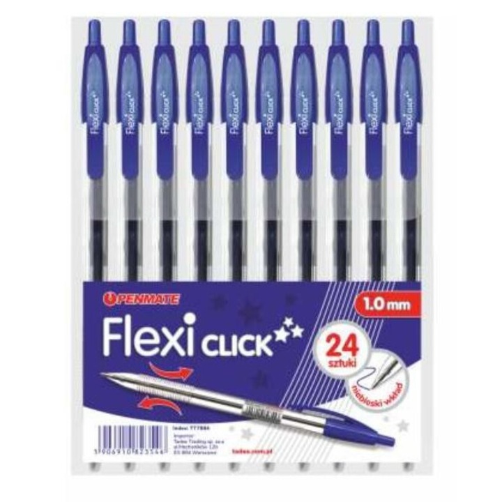 Set 24 Pixuri, Penmate, Flexi Click, 1 mm, Albastru