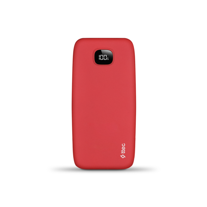 Baterie externa ttec, ChargeUp Pro, LCD, 20.000mAh PD 20W, rosu