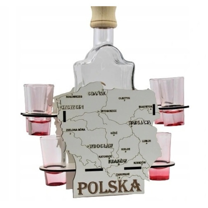 Anapol kancsó és üvegkészlet, Podroznik modell, Lengyelország térképtéma, 0,5l, 6 db