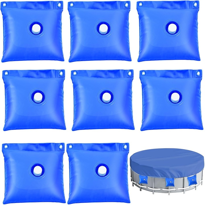 Set 8 Greutati pentru Acoperire Piscina, PVC Rezistent, Etanseitate, 12x12cm