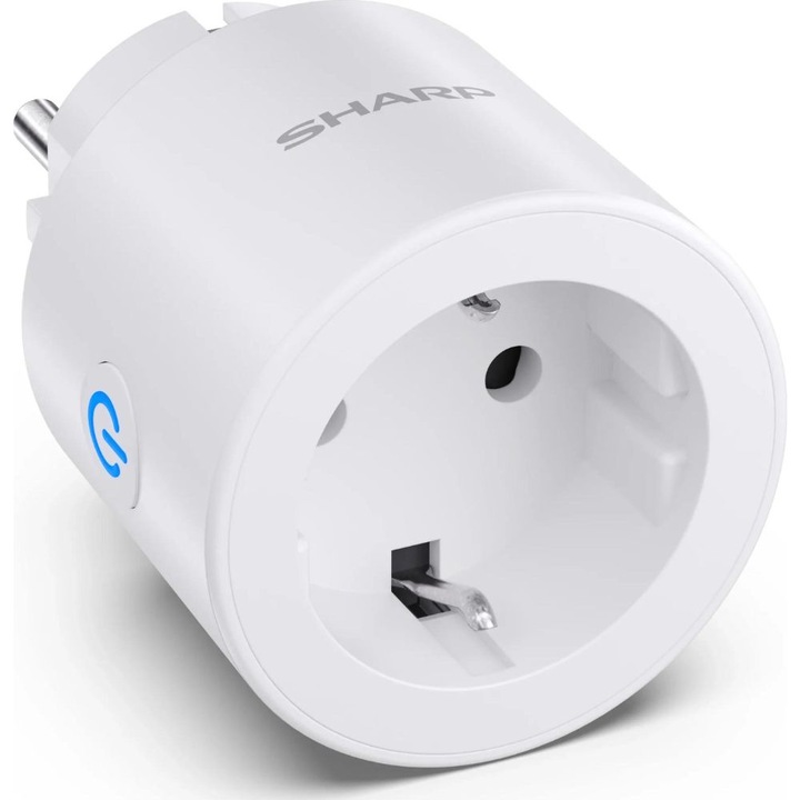 WiFi Смарт Контакт Sharp SG-PH01EW-1P, Sharp Life App, Гласов контрол, Съвместим с Alexa и Google Assistant, Android/iOS, Бял